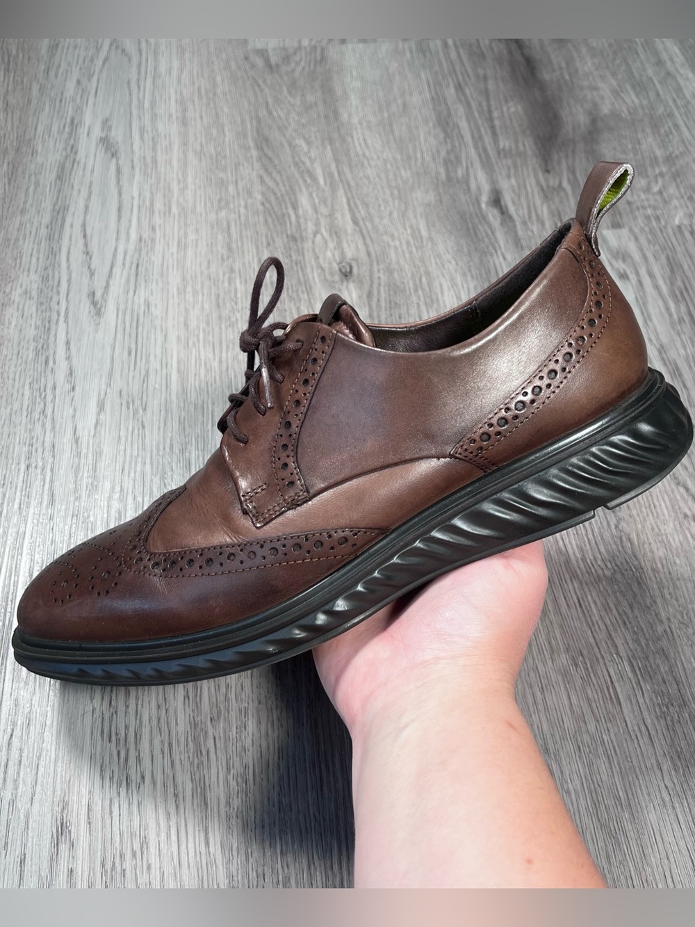 ECCO ST.1 Hybrid Men’s Wingtip Brogue Oxford Brown Leather Size 9 US / 43 EU